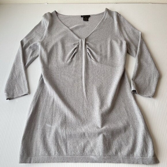 Grace Dane Lewis Womens Shirt Small Silver Gray Rayon Nylon Blouse Top Casual - Picture 4 of 12